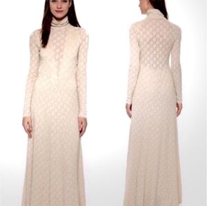 Free People White River Maxi Dress Ivory Lace High Neck Wedding Cottagecore Boho